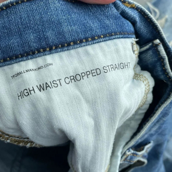 7 For All Mankind High Waist Cropped Straight Jeans Size 27 1782 - Picture 3 of 11